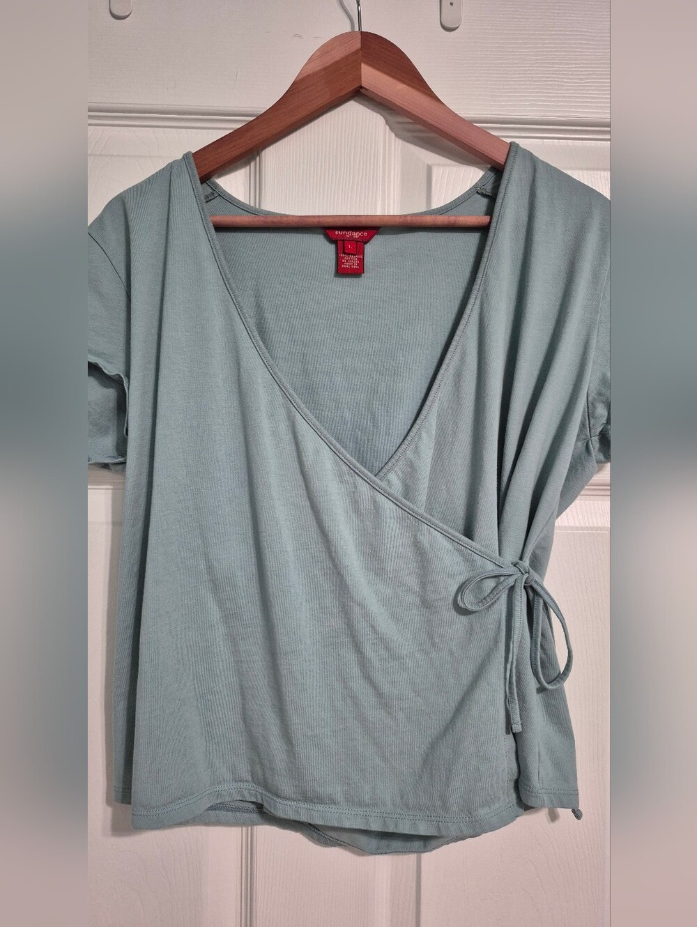 EUC - Organic Cotton Sundance Wrap Top in Light Blue - Picture 3 of 7